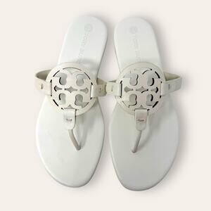 Tory Burch Soft Leather Miller Thong Sandal White 9.5 Women’s